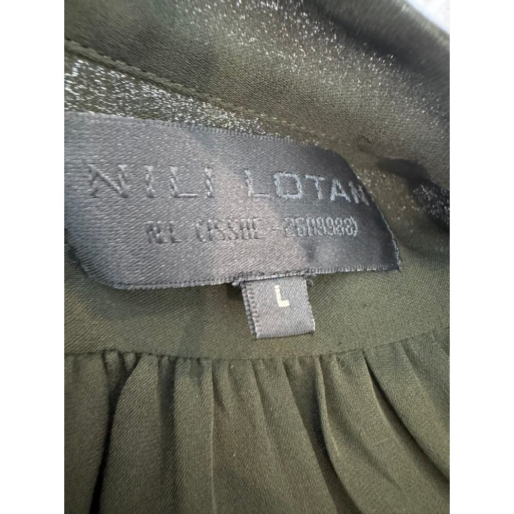 Nili Lotan 100% Silk Blouse V Neck Large Green - Picture 5 of 6